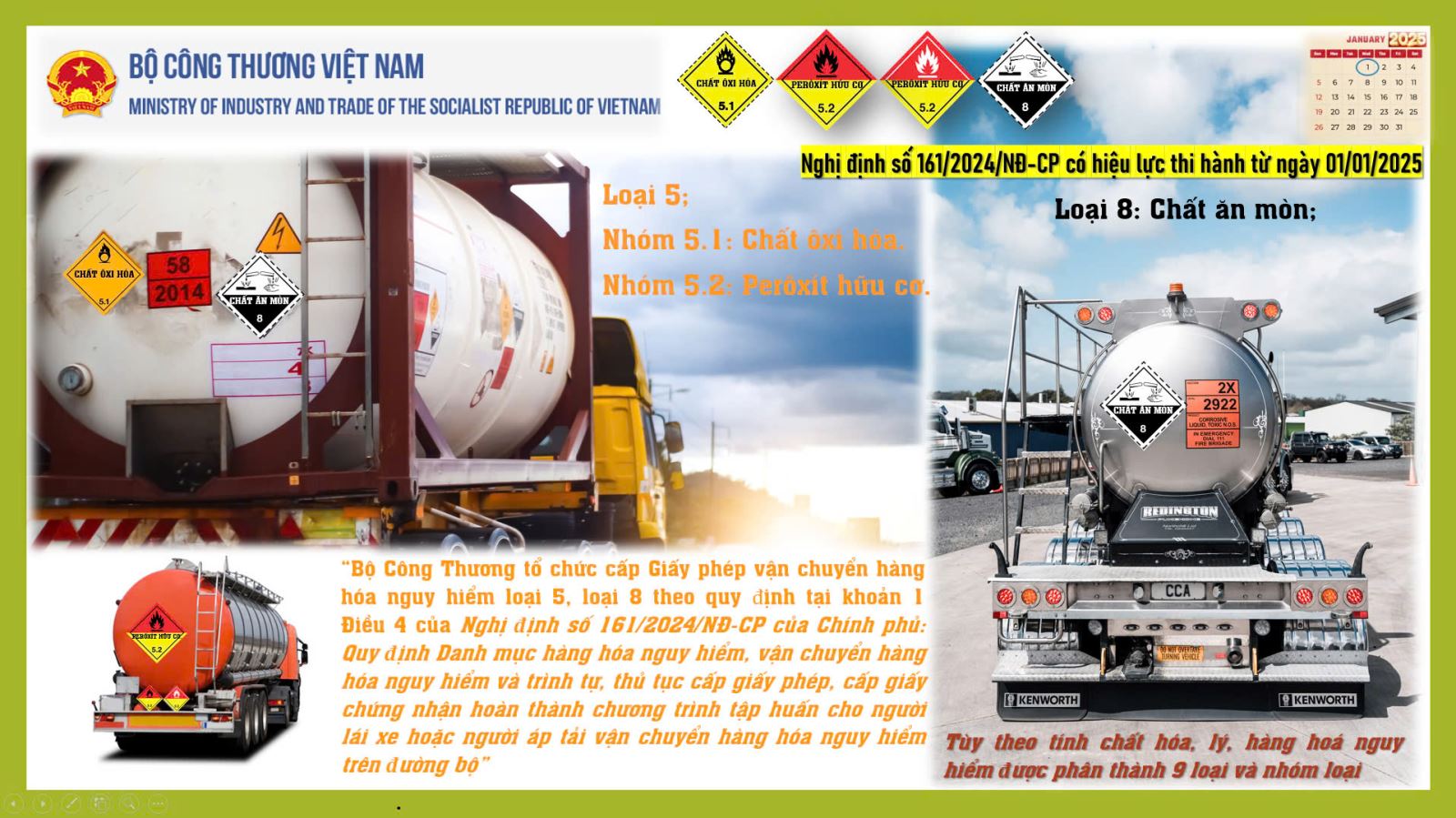 Nghị định quy định về Danh mục hàng hóa nguy hiểm, vận chuyển hàng hóa nguy hiểm